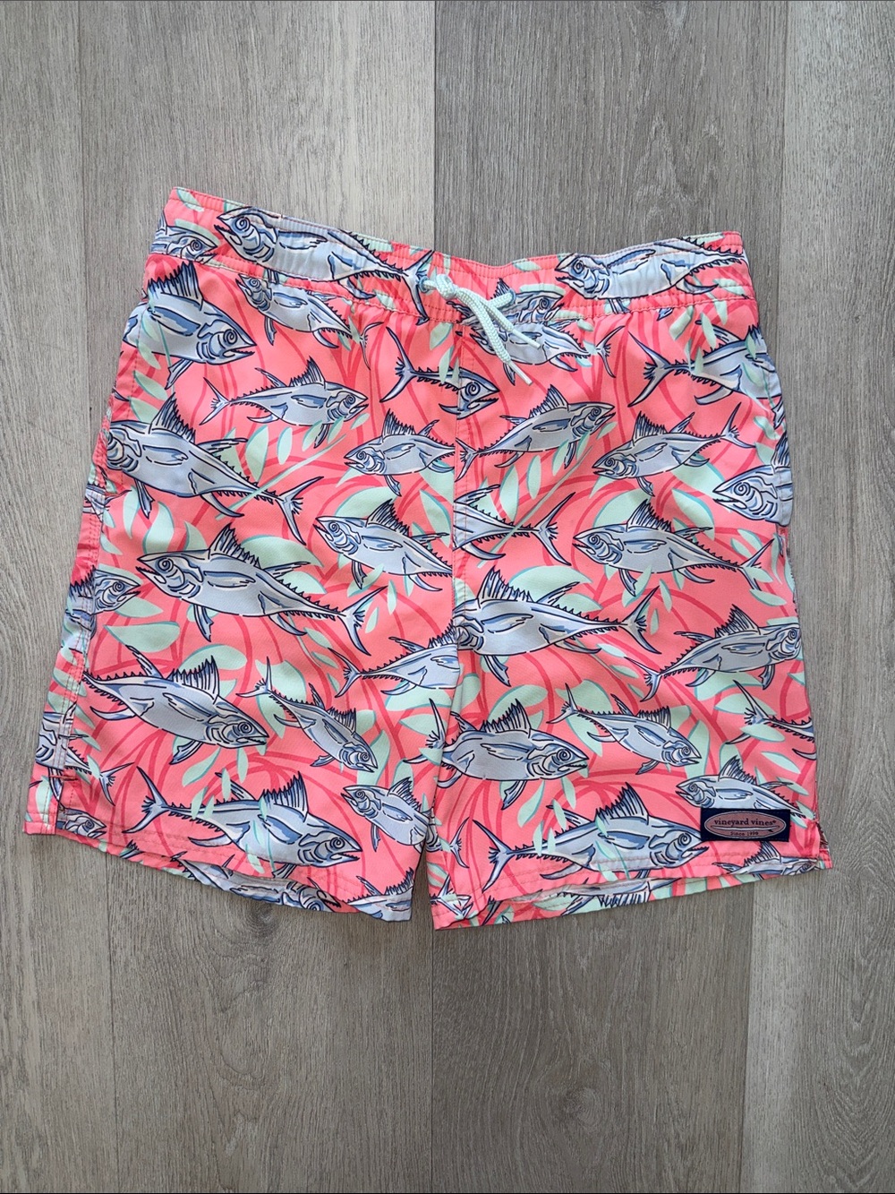 Vineyard Vines Kids Coral Fish Print Swim Trunks
